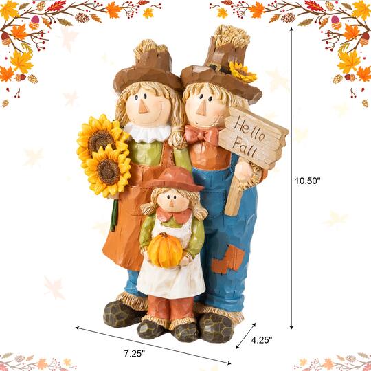 Glitzhome® 10.5" Fall Resin Scarecrow Family Table Decor